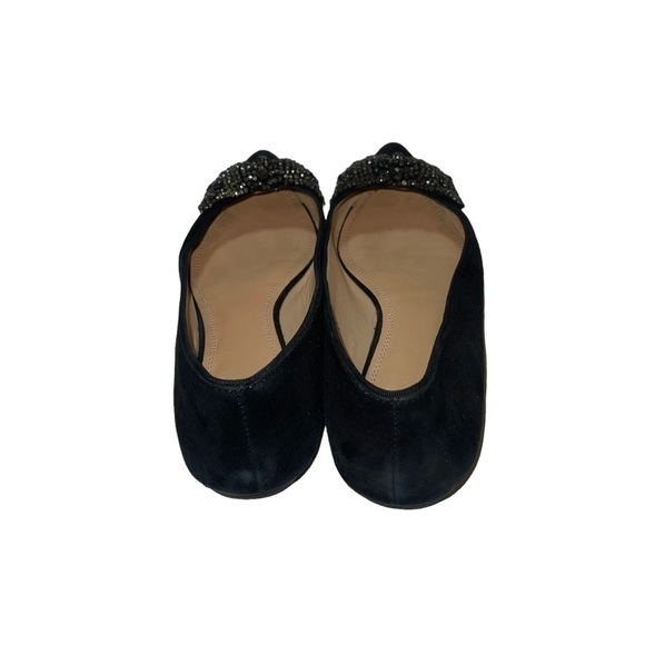 Tory Burch Vanessa Black Suede Beaded Bow Flats Women Shoes Size 8 - Picture 4 of 10